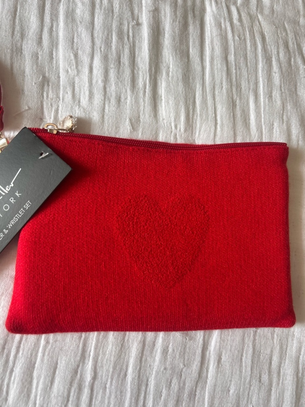 Red Heart Knit Wristlet Pouch